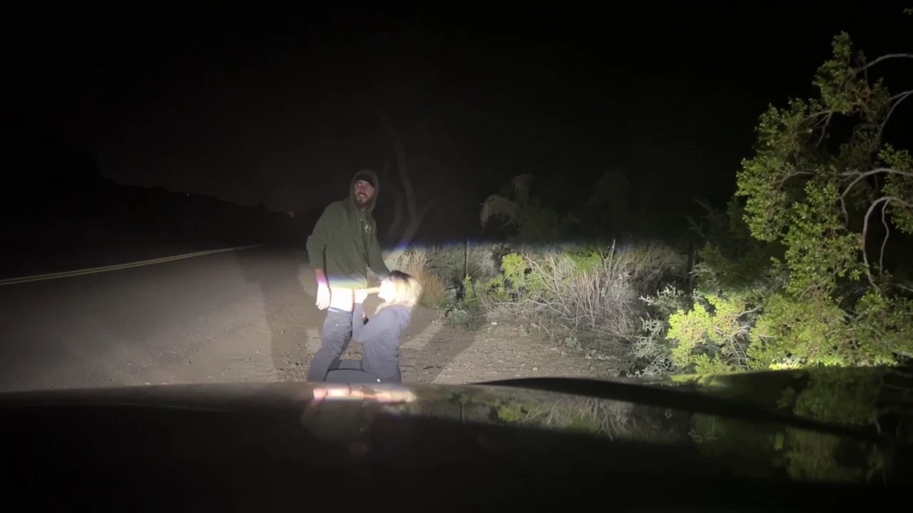 Public sex with rough penetration on the roadside! porn video
